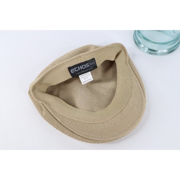 NOS Vintage 90s Streetwear Knit Vented Newsboy Cabbie Golf  NOS Vintage 90s Streetwear Knit Vented Newsboy Cabbie Golf Hat Cap Tan Brown M